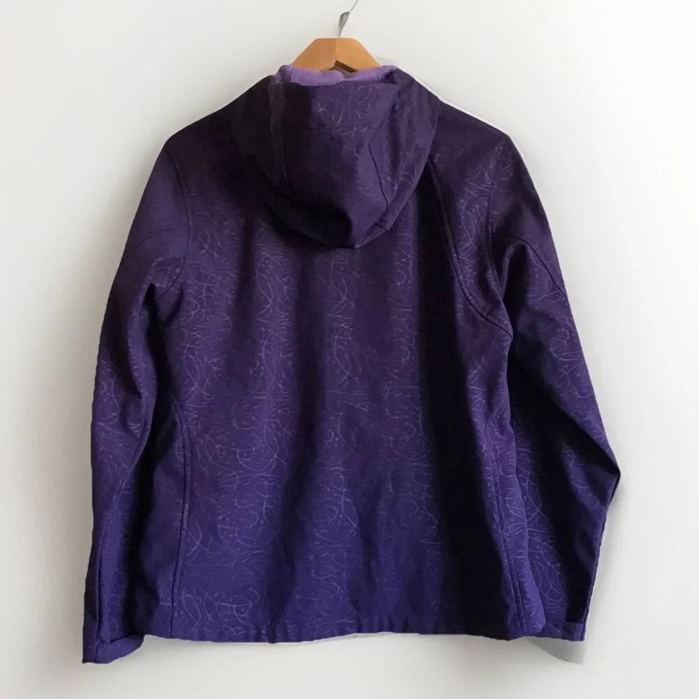 Double Diamond Purple Hooded Soft Shell Jacket Coat Abstract Print Large - Picture 2 of 7